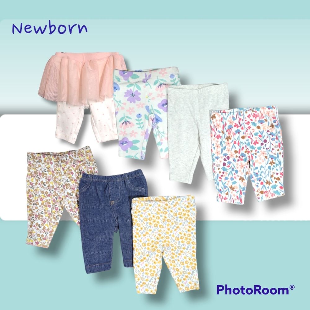 7 Pair Carter’s Cotton Pants Size Newborn